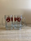 Anchor Hocking Sports Theme Heavy Glass Beer Mugs Steins Lot Of 2