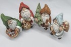  4  Vintage Christmas Gnomes Elf Toys Hand Painted Ceramic Mold Figurines - 4 5 