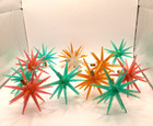 Vtg 60 s Sputnik Atomic Starburst Christmas Light Covers X12 Glitter Plastic