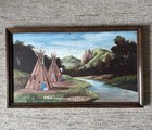 Vintage 1949 Native American Folk Art Painting Original Signed Western Landscape