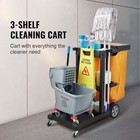 Cleaning Cart 3-shelf Commercial Janitorial 25 Gallon Pvc Bag Cover 47x20x38 6in