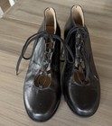 Women   s  Black Leather Lace Up Ballroom Tango Dance Shoes  made In Paris France