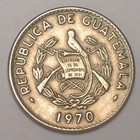 1970 Guatemala Guatemalan 10 Centavos Quetzal Bird Arms Monolith Coin Vf 
