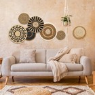 7pack Boho Wall Basket Set Hanging Woven Wall Basket Decor Rattan Flat Round Wic