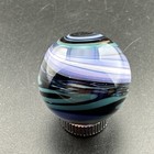 Contemporary Handmade Art Glass Marble  99  Teal Purple Blue Surface Swirl Mib
