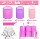 29 Pcs Hair Roller Set Hair Curlers  Rollers For Hair Blowout Look With Stainles