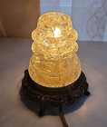 Vtg Crackled Glass Hemingway 42 Insulator Accent Lamp W ornate Brass Base