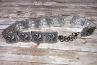 Hammered Aluminum Panel Belt Silver Tone Metal 28  - 30    Retro Womens Vintage