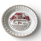 Vintage Ceramic Strawberry Pie Plate With Recipe 11   1983 Royal China Ironstone