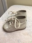 Vintage White Leather Lace Up Antique Baby Shoes
