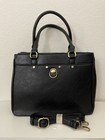 Black Satchel And Crossbody Bag With Handles Soft Vegan Leather Soft