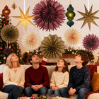 Christmas Hanging Decorations Set  3d Paper Star Lanterns With Lights Paper Hone