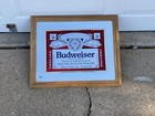 Vintage Budweiser King Of Beers Framed Glass Bar Mirror Mirror 22 5  X 18 5 