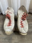 Vintage Hyde Roller Skates Estimated Mens 10 White Leather Chicago Wood Wheels