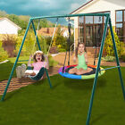 440lbs 2 Seat Metal Swing Set Heavy Duty A-frame Children Backyard Outdoor Play