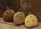 Set Of 3  Primitive Fabric Christmas Bulb Ornaments With Wire Loop Hanger