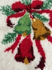 Handcrafted Latch Hook Rug wall Hanging Christmas Bells Holly 19    X 27    
