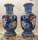 True Reflecting Matched Pair Of Vintage Chinese Cloisonn   Vases Beautiful Work