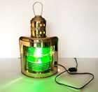 Brass Lamp Vintage Nautical Solid Starboard Electric Lantern Green Color Decor