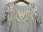 Vtg Shadowline 2 Pc Peignoir Set Sz Petite  xs  White Gown Chiffon Robe Wedding 