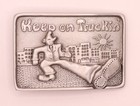 Vintage 1970 s Design Solid Pewter Keep On Truckin  Belt Buckle - Usa Made