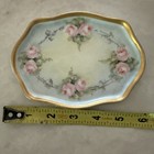 Antique 6 Pc Dresser Vanity Set Limoges France Pink Green Rose Floral Wg   Co