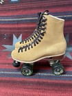 Riedell Tan Suede Roller Skates 130 Sz 8 Radar Energy Green Wheels Original Box