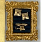 Hickok Cufflink Tie Clip Set Os Gold Amber Rhinestone Mcm Retro Dapper Vintage