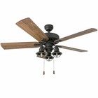 Farmhouse Ceiling Fan Light Fixture Kit Pull Chain Bronze Rustic Chandelier 52 