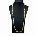 Antique Roman Glass Mosaic Beads Necklace Strand  23 In Long  38 Gram