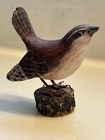 Vintage 1987 Hand Carved Painted Wooden Figurine Of A Wren 