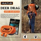 Multus Deer Drag Harness 400 Lb Reflective Orange Hunting Gear Game Puller