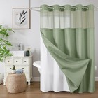 No Hook Shower Curtain With Snap In Fabric Liner  Waffle Weave Heavy Duty Thi   