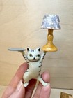 Ooak Cat Side Table Lamp Whimsical Dollhouse Miniature 1 12 Scratch Post Food