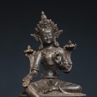  Antique Tibet Tibetan Buddhism Temple Bronze Gilt Green Tara Buddha Statue 8 5 