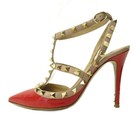 Valentino Garavani Rockstud Strap Heel Sandals Red Leather Eu 36 Us 6