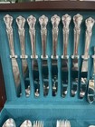 91 Piece 1950 Signature Company Plate Silverware Monogram    d    Wooden Box         