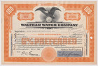 4 Color Set Waltham Watch Company Stock Certificate
