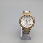 Michael Kors Parker Chronograph Watch Women Rose Gold Tone New Battery 6 75 