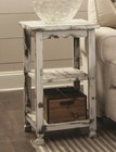 Rustic Cottage End Table W  2 Shelves - White Antique  15in X 10in X 27in - L   