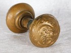Antique 1900 s Art Nouveau Victorian Repousse Bronze Brass Door Knobs Pair