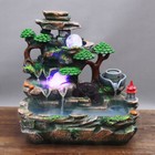 Indoor Water Fountain Led Light Tabletop  Resin Rockery Fengshui Waterfall Decor