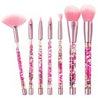 Raeeikphz Sparkle Pink Makeup Brushes Set unicorn Glitter 7pc Foundation Blush