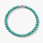 Men s Natural Turquoise Bead Bracelet 4mm 6mm 8mm 925 Sterling Silver Handmade