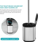 Toilet Brush Holder Set Toilet Bowl Brush Stainless Steel Automatic Open Lid