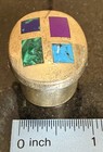 Vtg Taxco Mexico Pill Box 925 Sterling Silver Stone Inlay
