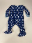 New Sleeping Baby Zippy Onez 6m Blue Footed Sleepwear Mitten Cuffs Nautical