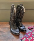 Vintage 1950s Acme Children   s Cowboy Boots Black White   Red Feather Cutouts