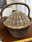Vintage Gathering Large Wicker Basket With Lid  Late 20th Century  12  Diameter