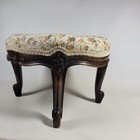 Antique Handcarved Oval Footstool Needlepoint Victorian Furniture 10   15 5   13 